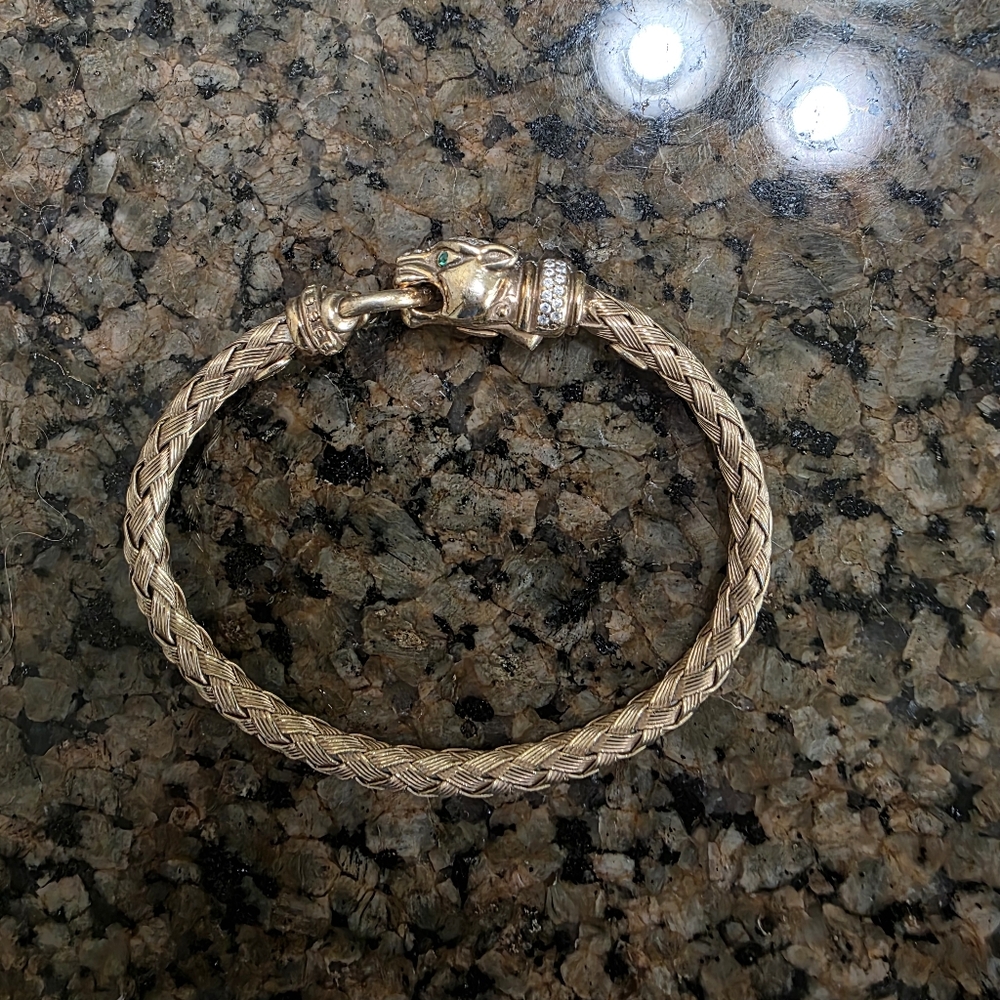 18k Over Sterling Silver Panther Bracelet - Picture 6 of 6